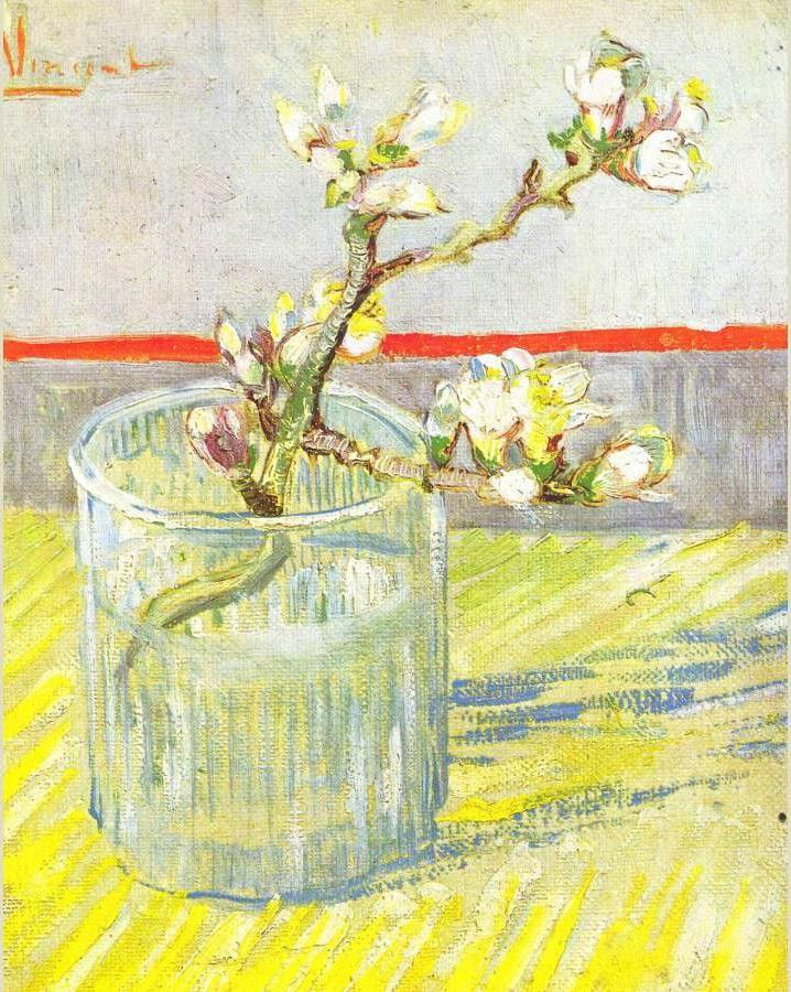 Vincent van Gogh Sprig of Flowering Almond Blossom in a glass